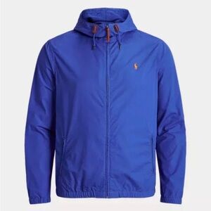 POLO RALPH LAUREN Men’s Big & Tall Cotton Poplin Hooded Jacket Windbreaker Blue